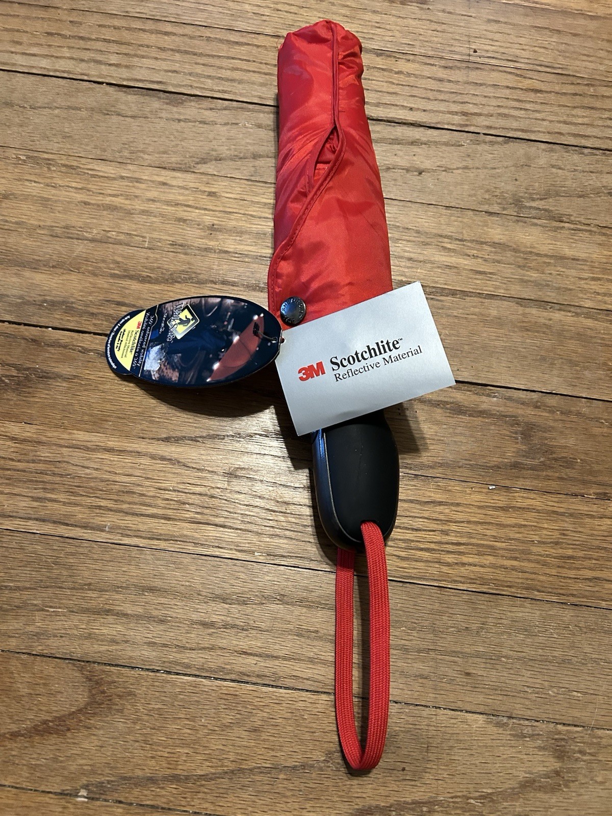 Shed Rain 3M Scotch Lite Auto Push Button Umbrella Reflective Material Red New