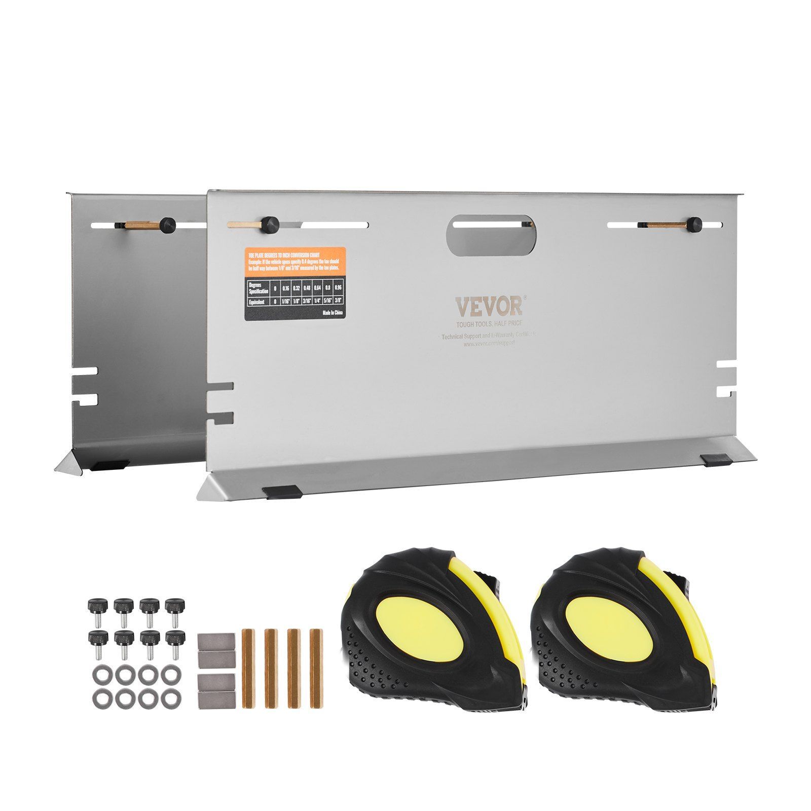 2-Pack Alignment Tool Toe Plates with Measuring Tapes and Conversion Chart