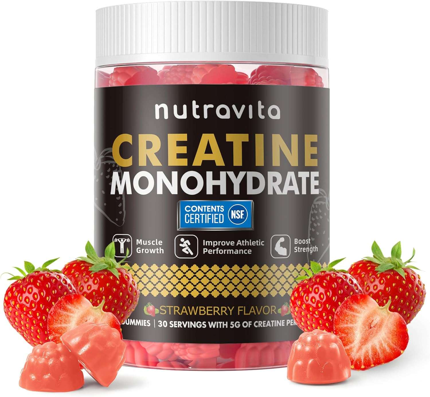 NSF Certified Creatine Gummy - Creatine Monohydrate Gummies for Men & Women-5G o