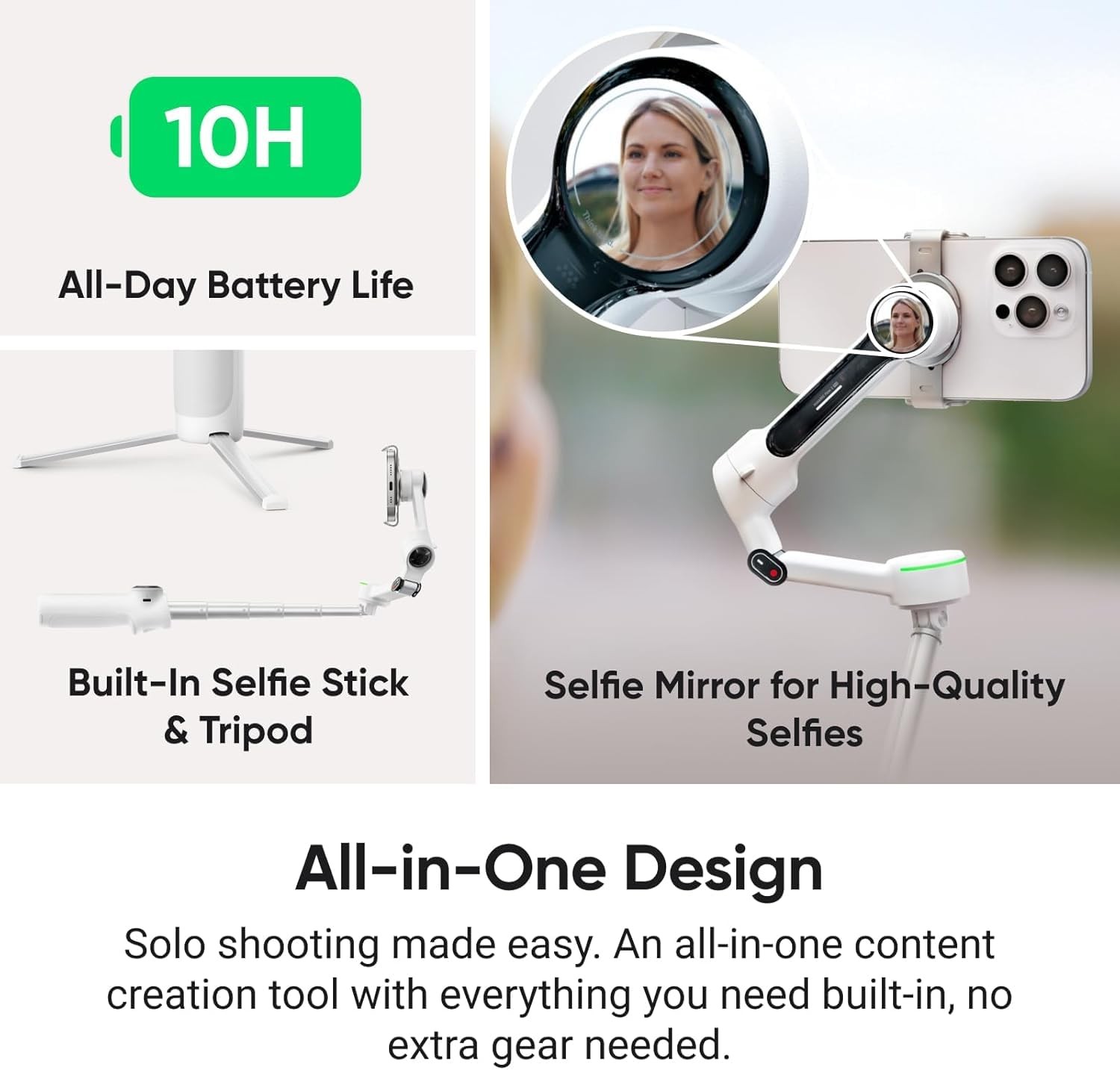 Flow 2 Pro 3-Axis AI-Powered Smartphone Gimbal Creator Bundle - Stone Gray