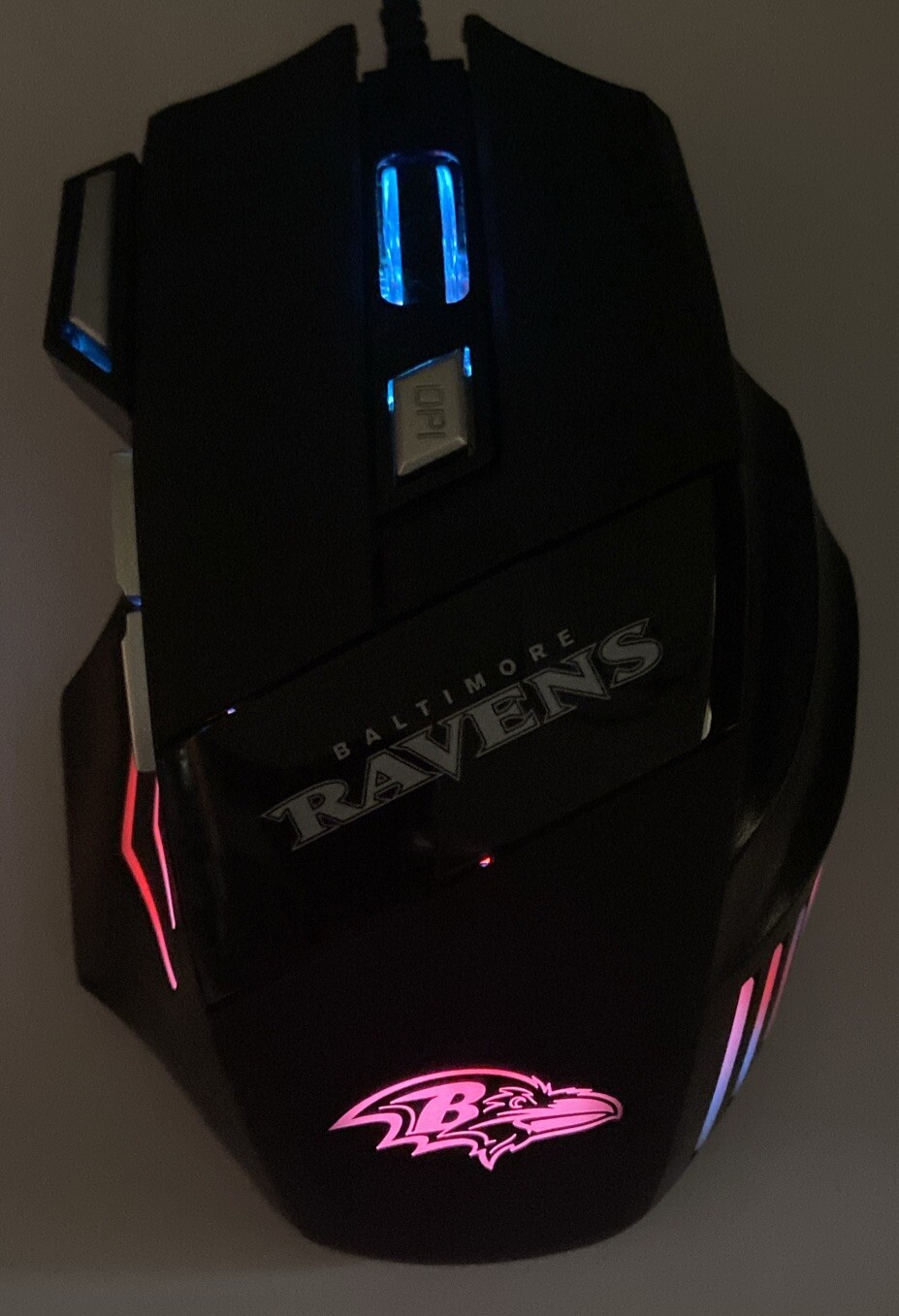 BALTIMORE RAVENS GAMING WIRED MOUSE MODEL RGX-M2-BLK 7200DPI 7 BUTTON 5V 100mA