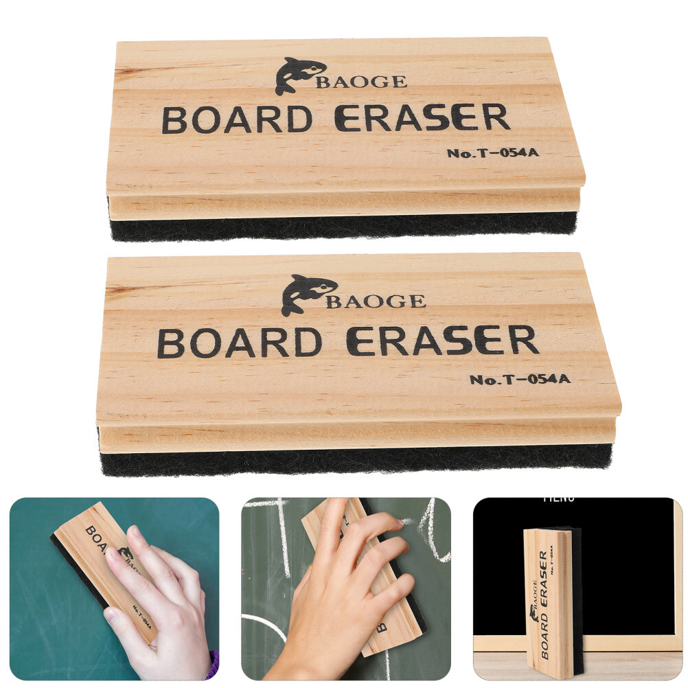 2 Pcs Wooden Eraser Felt Chalkboard Eraser Cleaner
