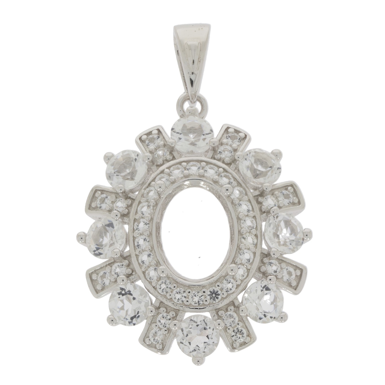 Sterling Silver Semi Mount Pendant Setting Oval OV 9x7mm