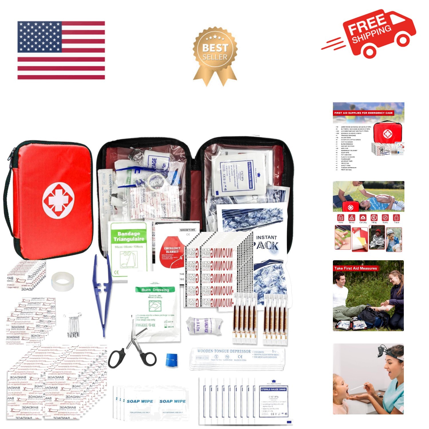 Travel-First Aid-Kit Car-Home 300PCS Survival-Kit Outdoor-Adventure - Small P...