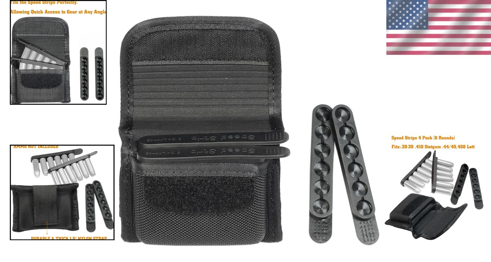 Molded Speed Strips Pouch with 4 Speed Strips for .38/.357 & 40SW Secure Carry