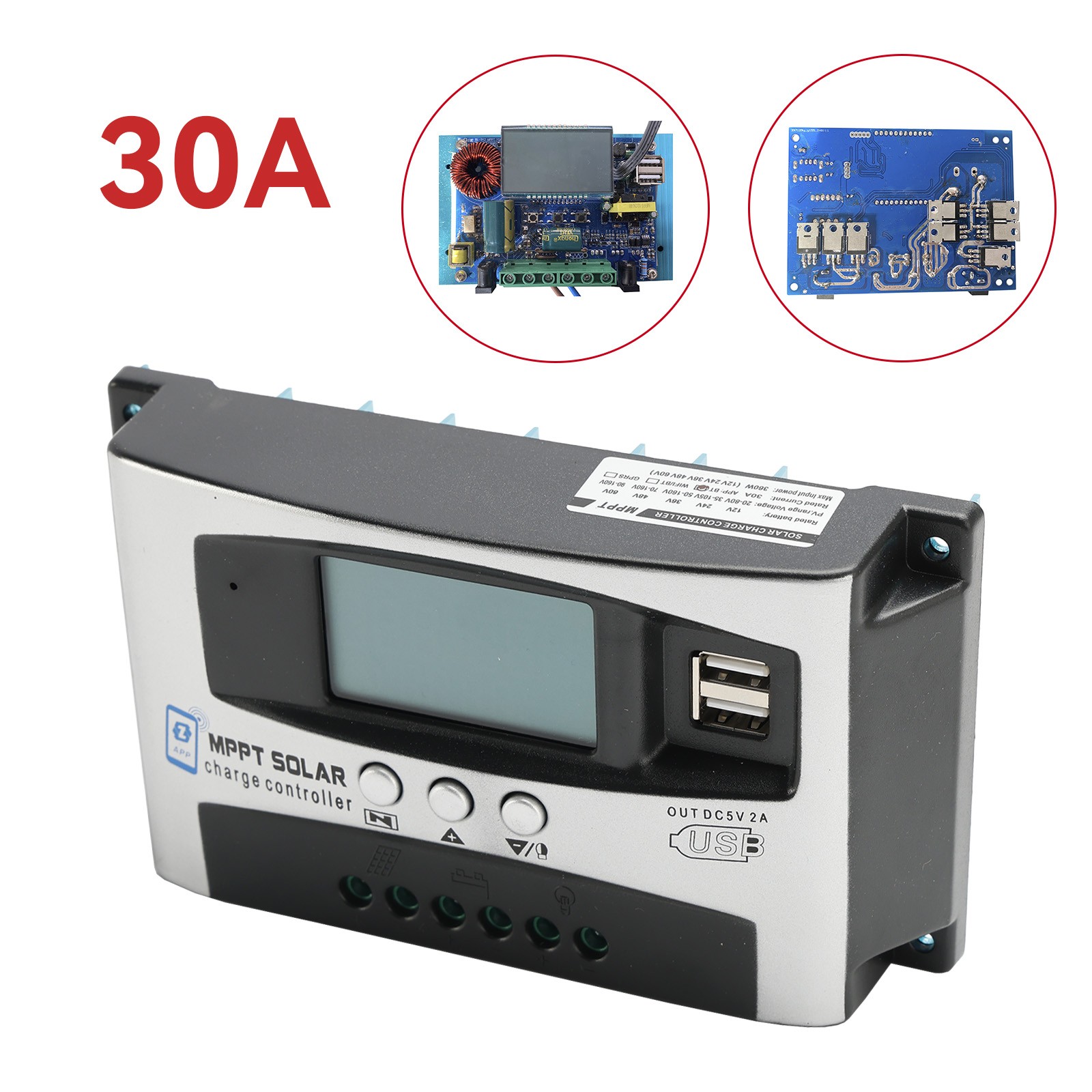 30A MPPT High Energy Solar Controller APP to Remotely Manage DSP Controller