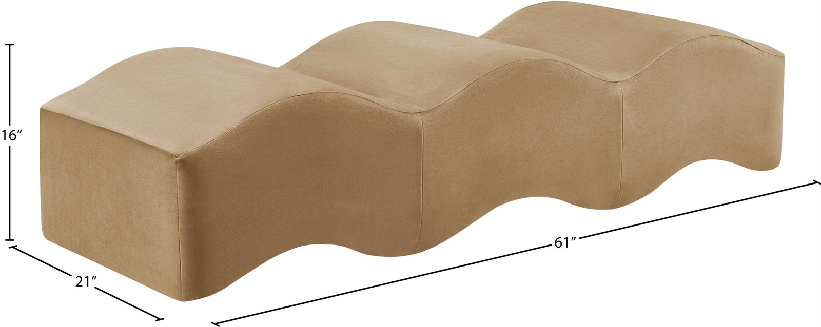 Meridian Furniture Wave Beige Velvet Bench