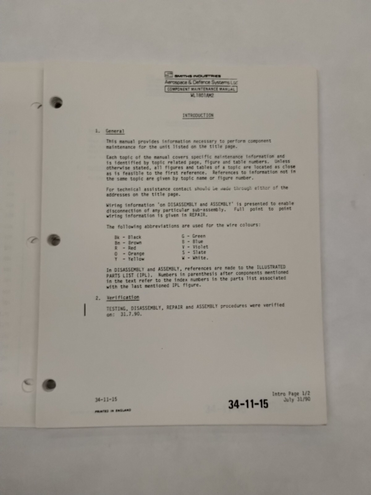 Smiths Industries Counter/Pointer Altimter WL 1801AM2 Maintenance/Parts-Original