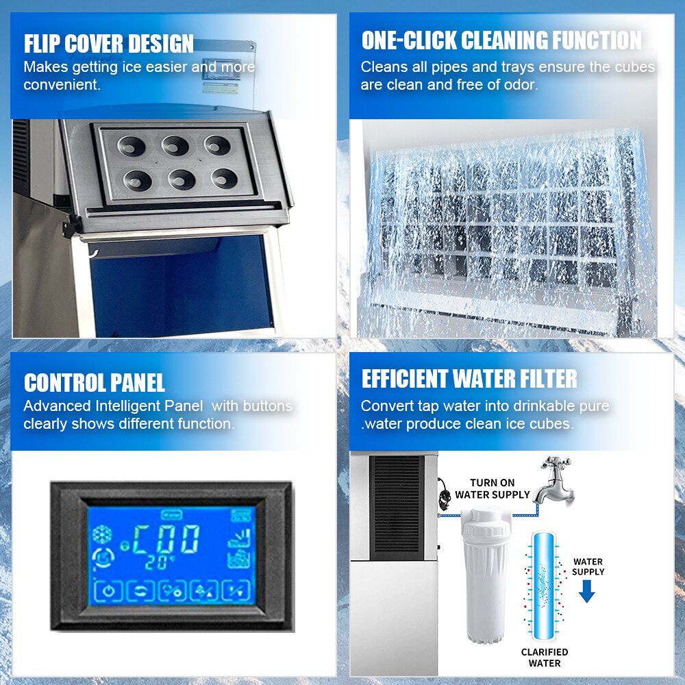 220V 1000lbs/24 H Commercial Ice Maker Split Ice Cube Machine Kitchen Restaurant