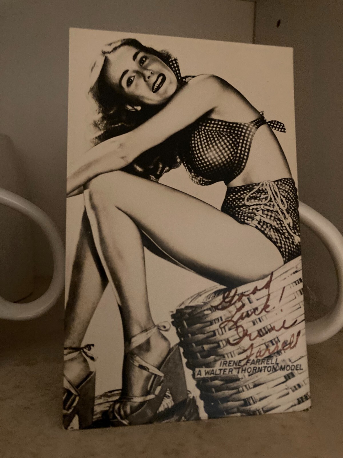 Walter Thornton Bikini Model IRENE FARRELL Hand Signed Autograph PHOTO POSTCARD