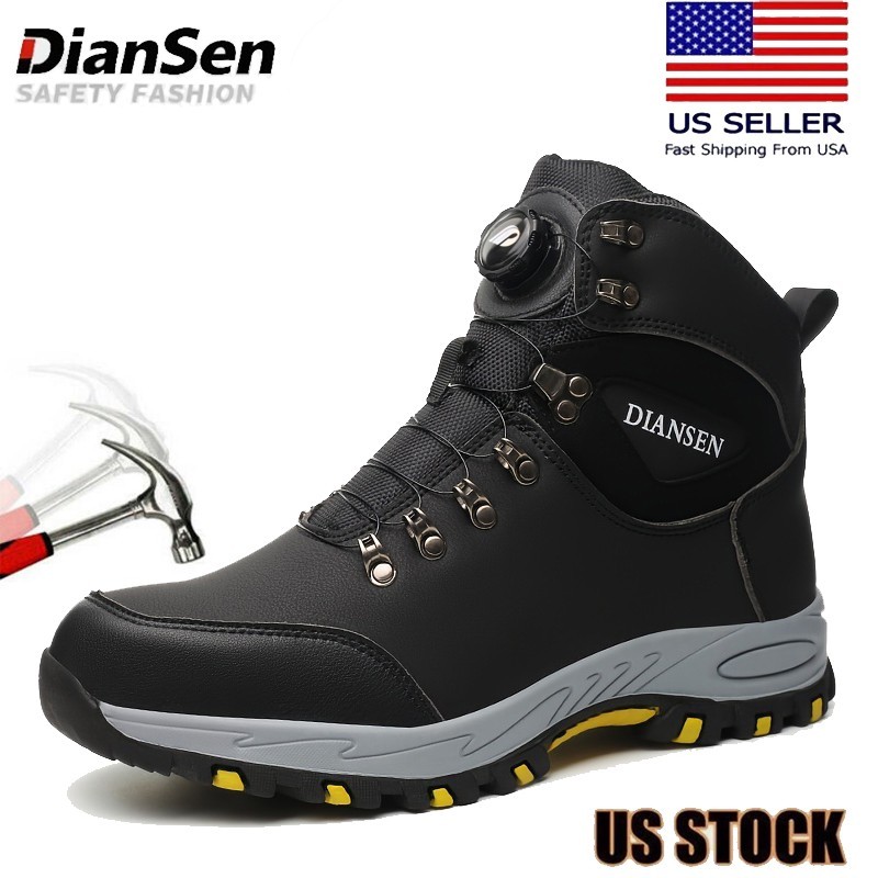 Rotary Button Work Boots for Man Steel Toe Waterproof Boots Indestructible Shoes