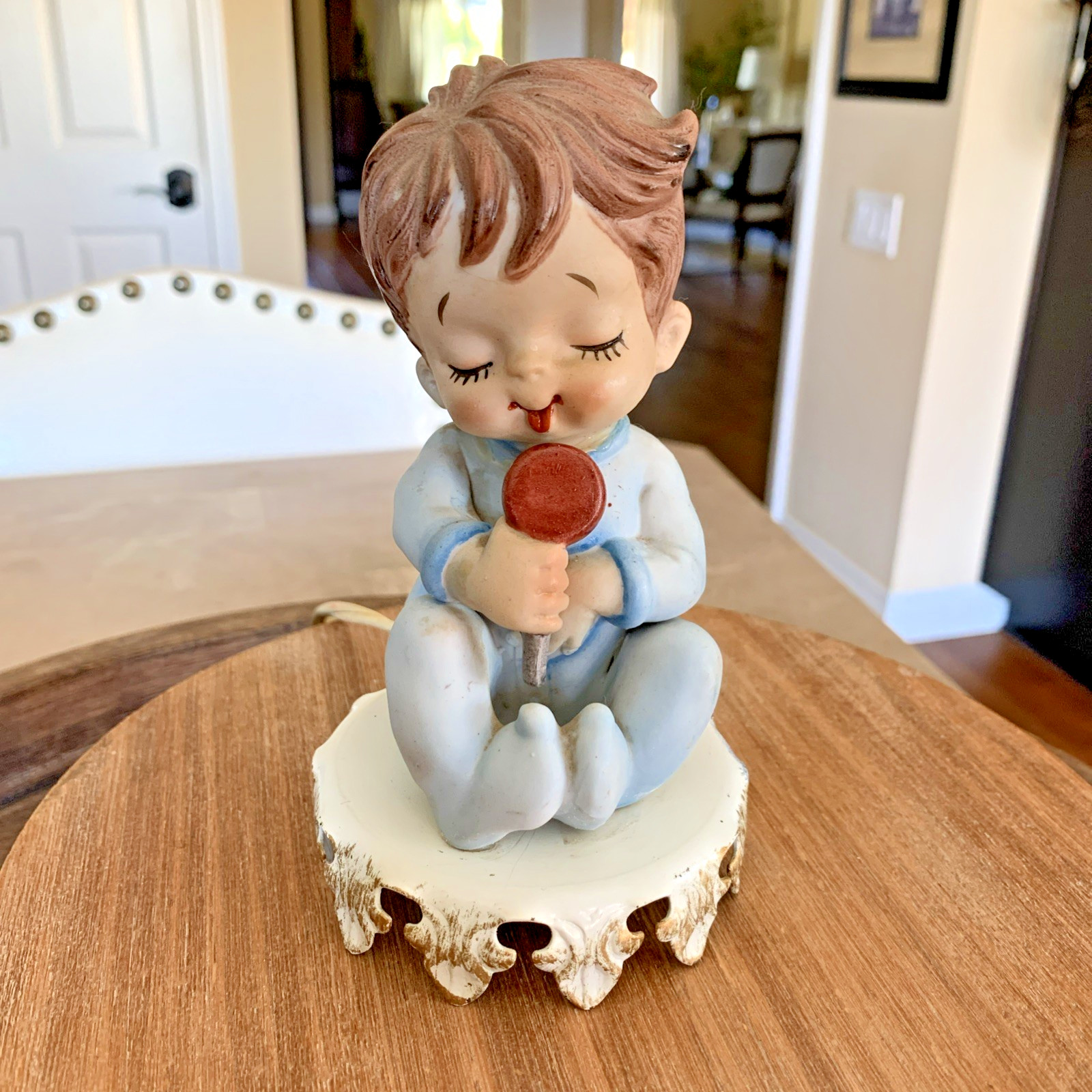 Vintage Nursery Lamp Nightlight Underwriters Laboratories Baby Blue Boy Lollipop