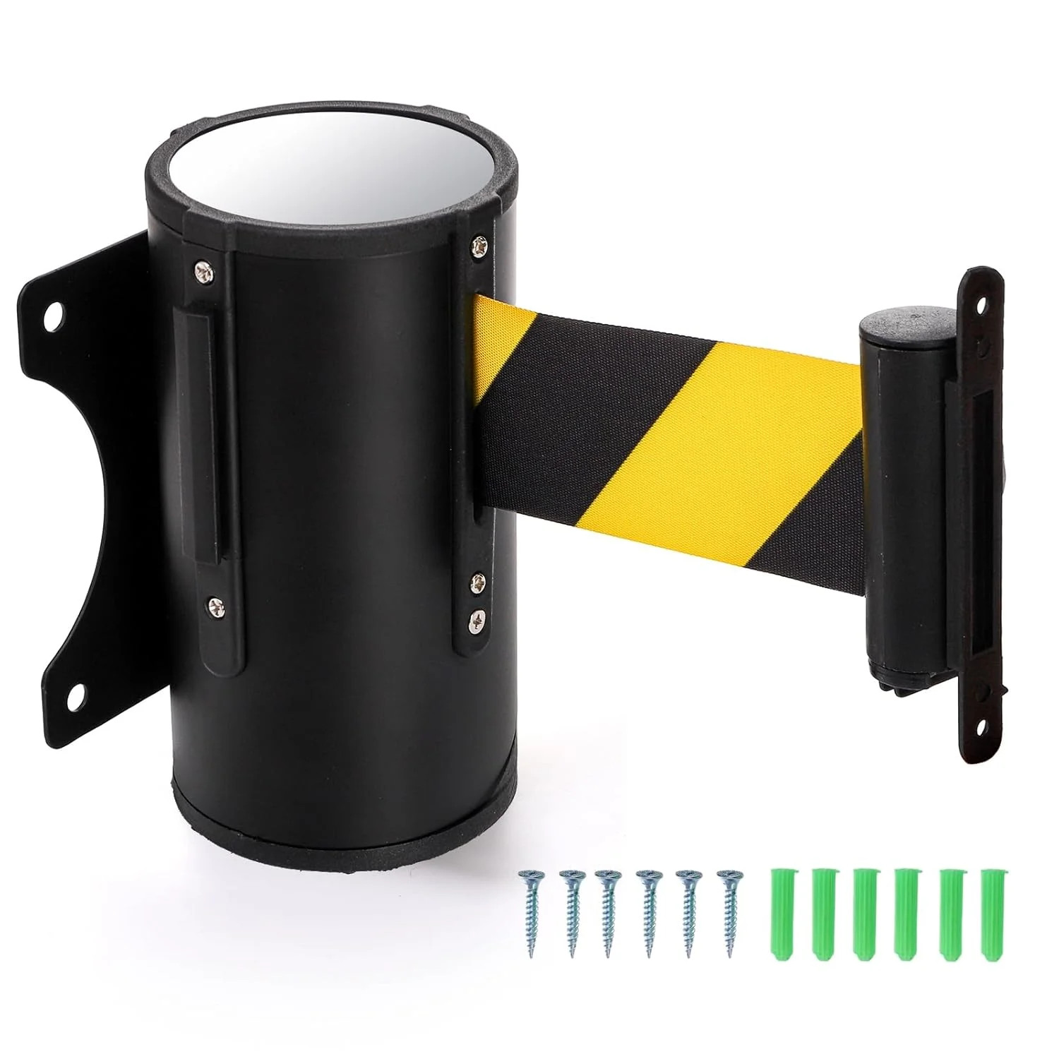Wall Mount Retractable Belt, 16 Feet, Crowd Control Wall Barrier with Steel Case