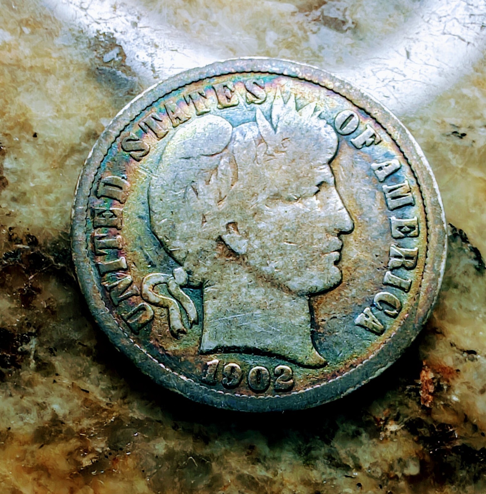 Tough date Rare Beautiful TONED *XF* 1902 O New Orleans barber silver 10C dime