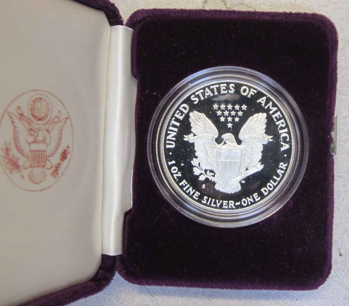 1987-S US Mint $1 Proof American Silver Eagle Original Mint Box with COA