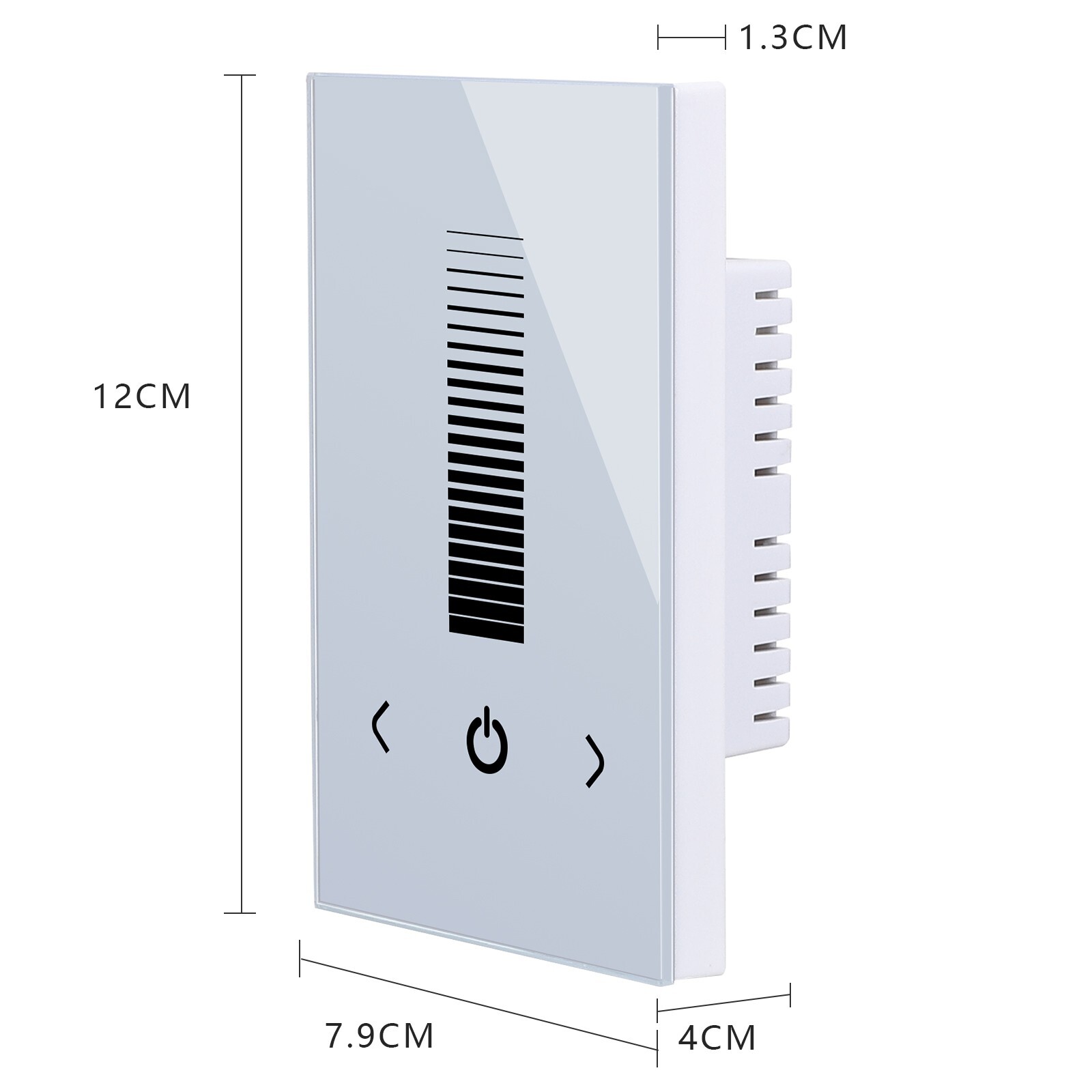 Wall-Mounted Glass Touch Panel LED Dimmer Switch Brightness Controller White