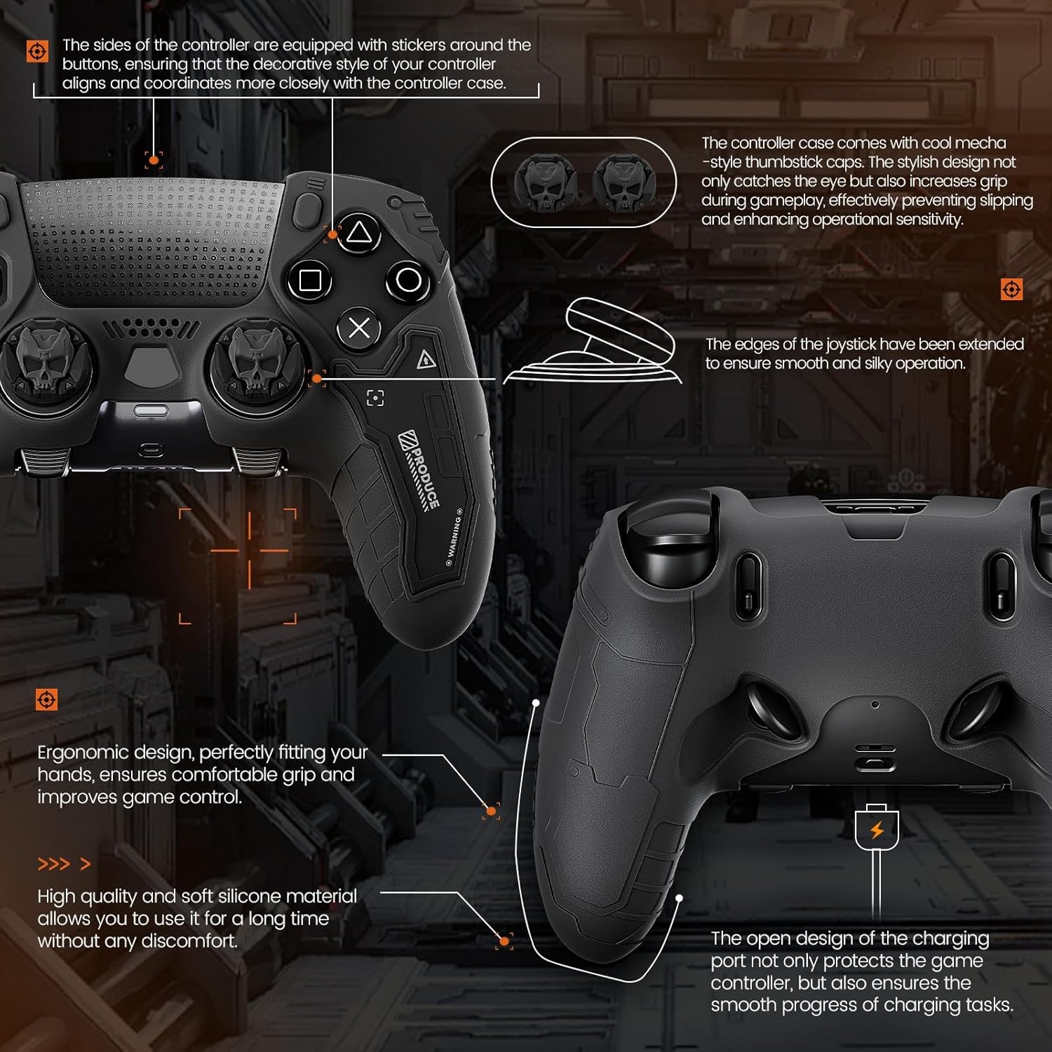 GeekShare G.S.TAC Case for PS5 Edge Wireless Controller + Thumb grips + Sticker