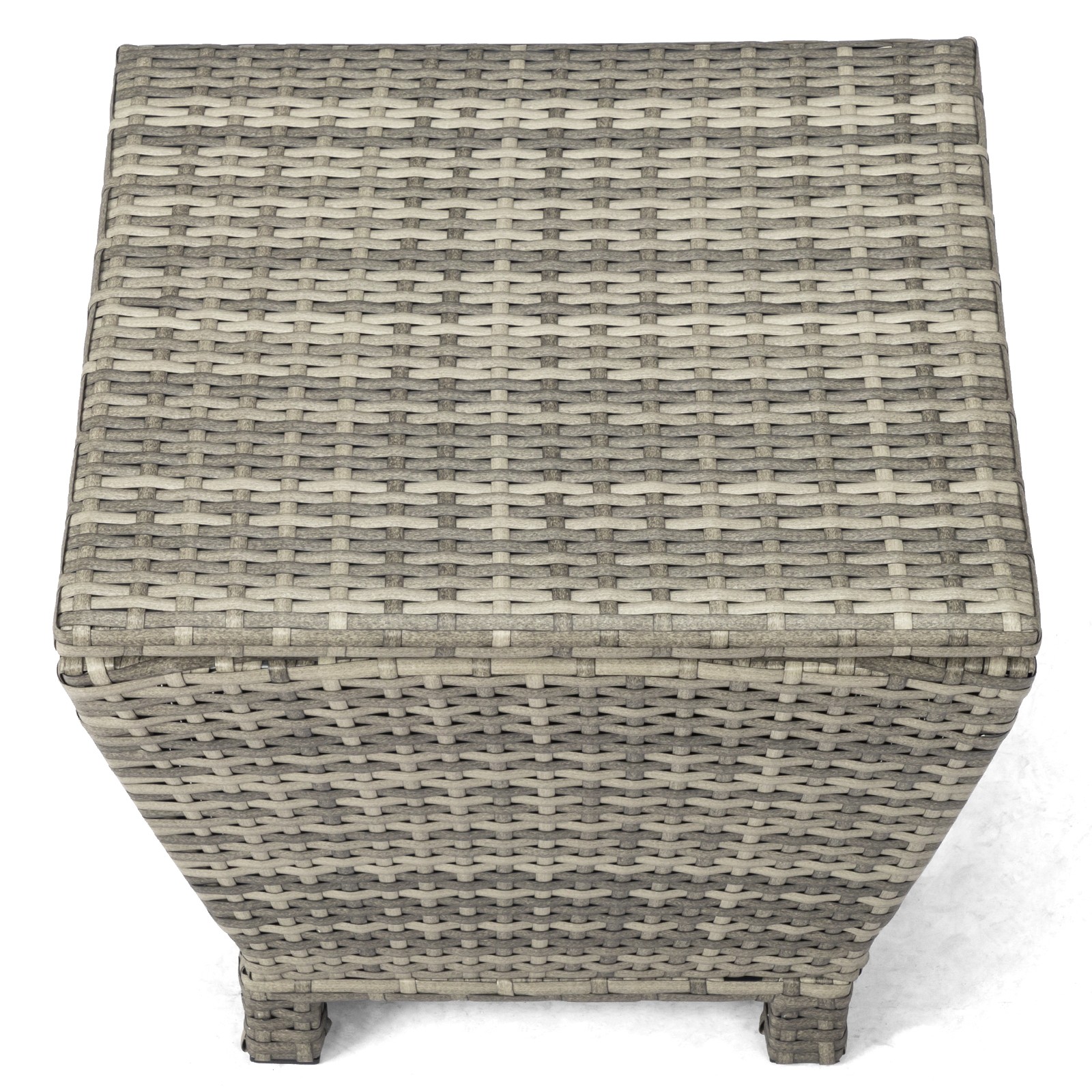 Outdoor PE Wicker Side Table with Storage, Small Patio Storage Bin Container