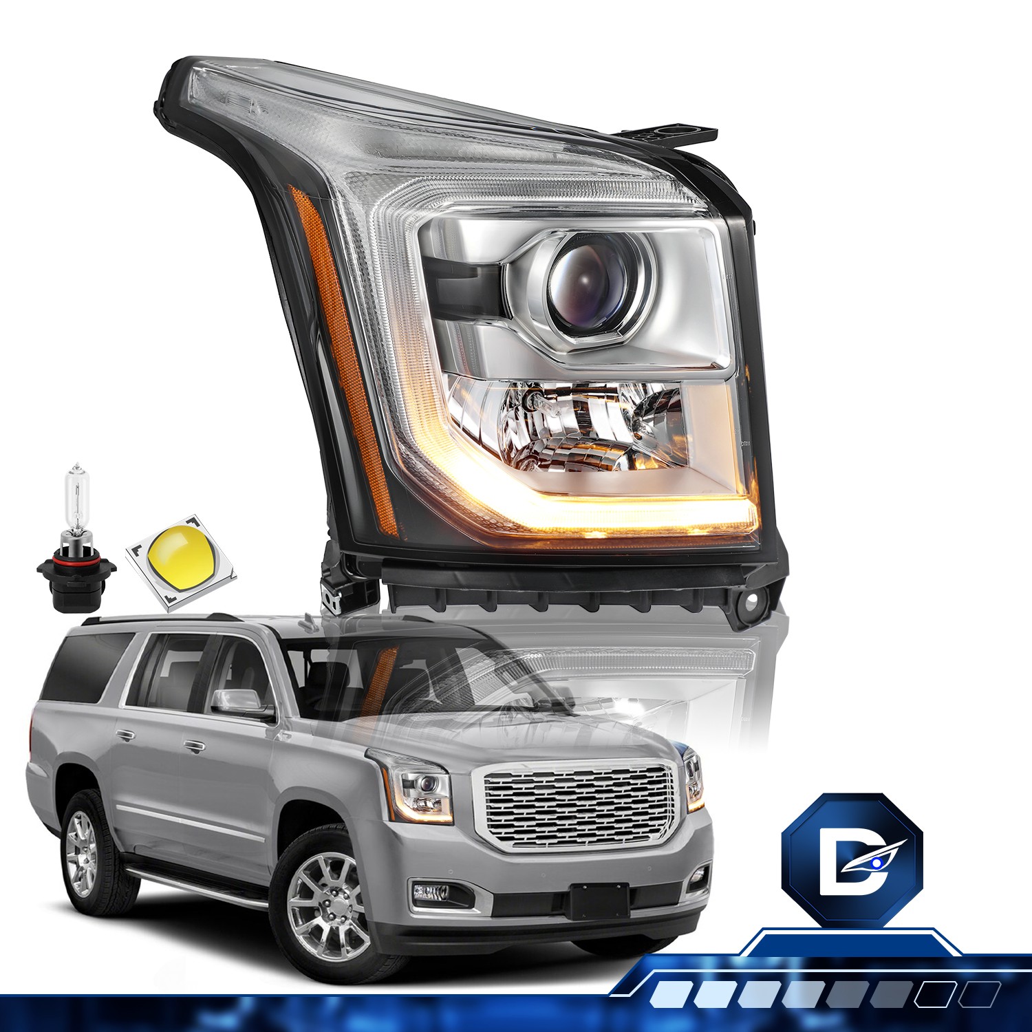 Used For 2015–2020 GMC Yukon XL Denali Right Passenger Side HID/Xenon Headlight