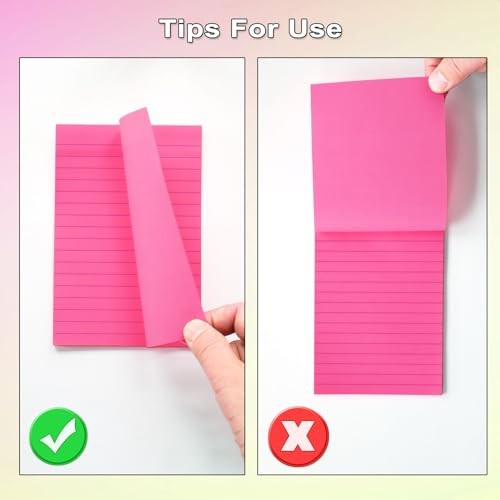 9 Pack Lined Sticky Notes Post Sticky Notes with Lines, 9 Bright Colors 4x6 in