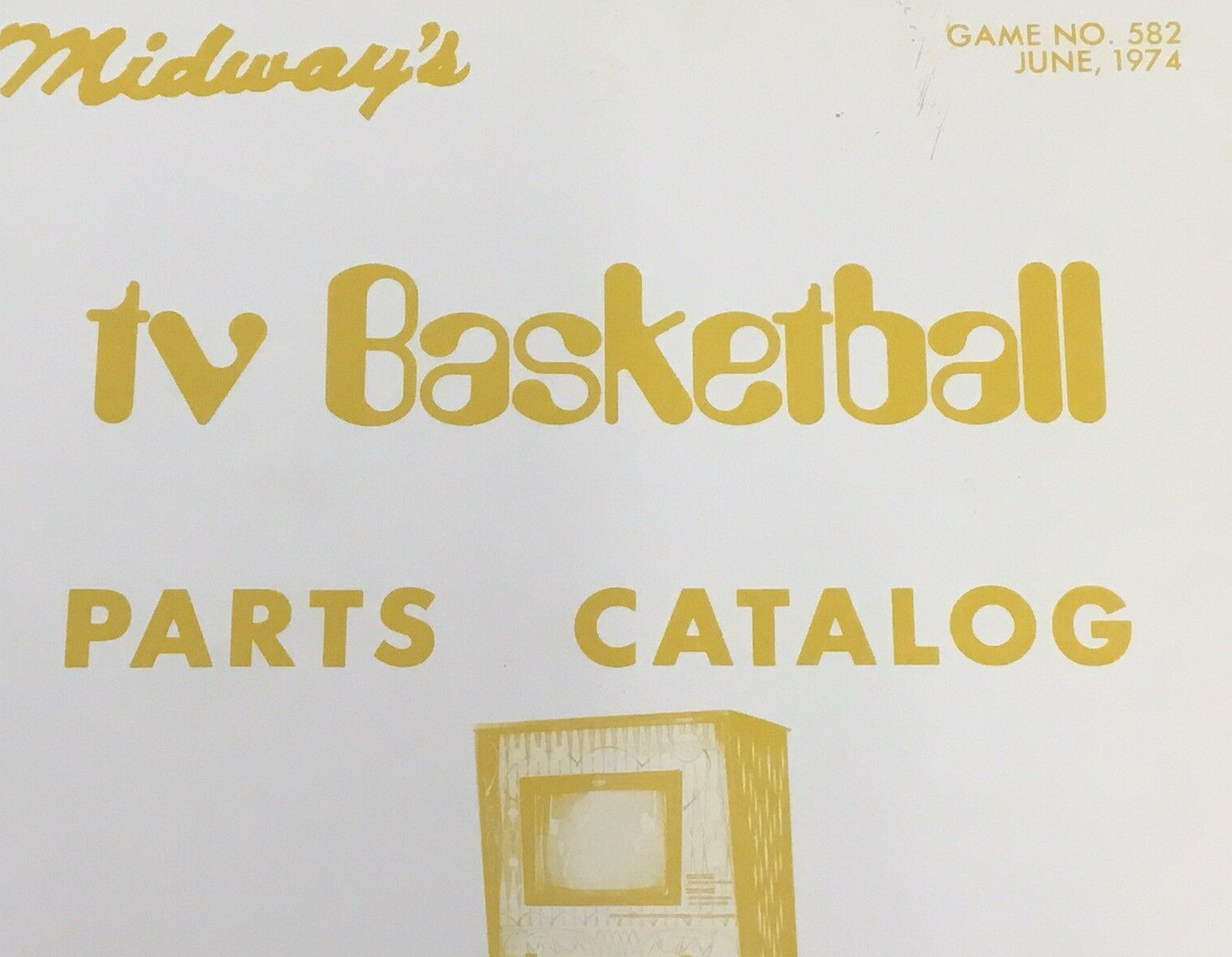 Midway 1974 TV Basketball Arcade Game Parts Catalog Manual