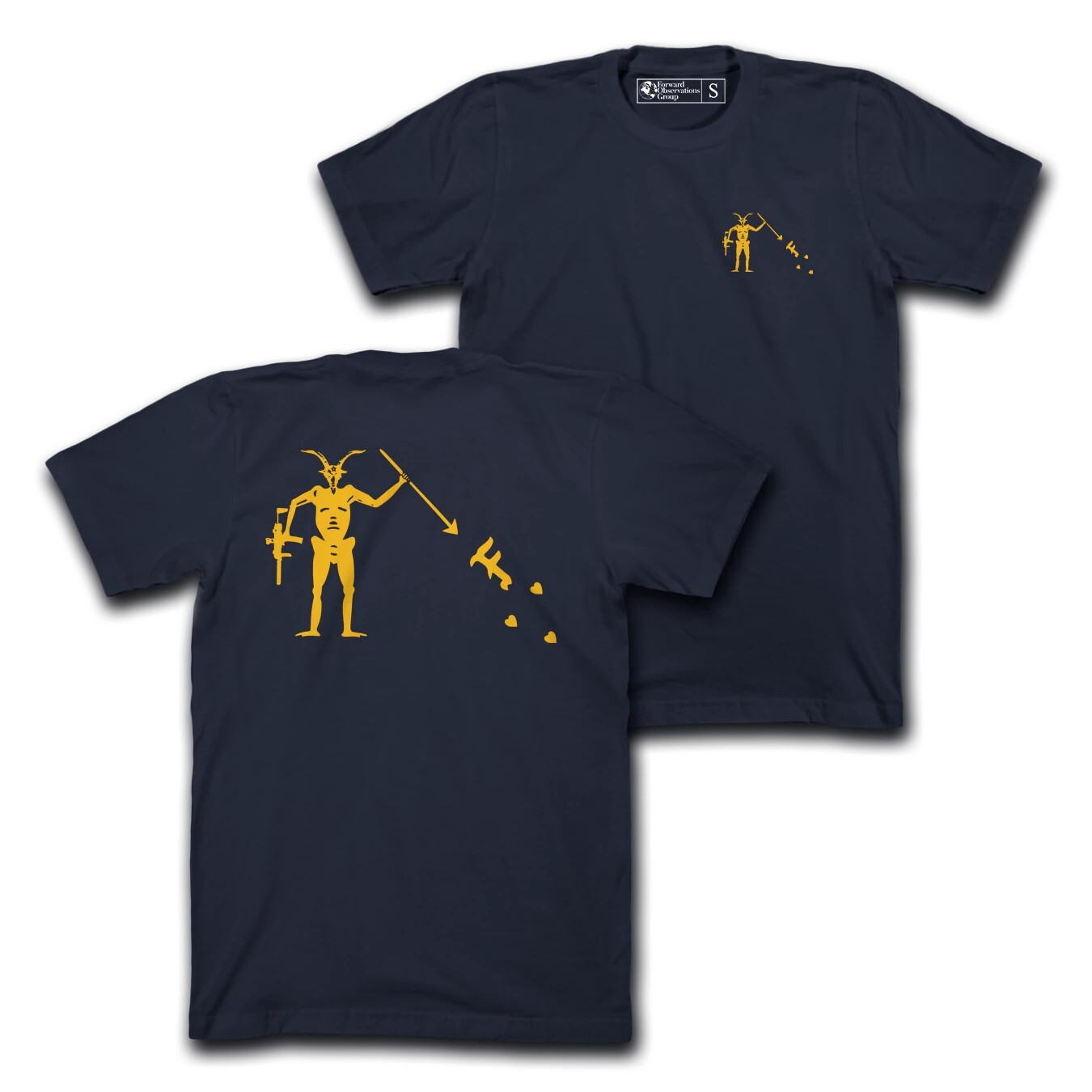 Forward Observations Group FOG Blackbeard Pirate Tee Shirt NAVY LARGE