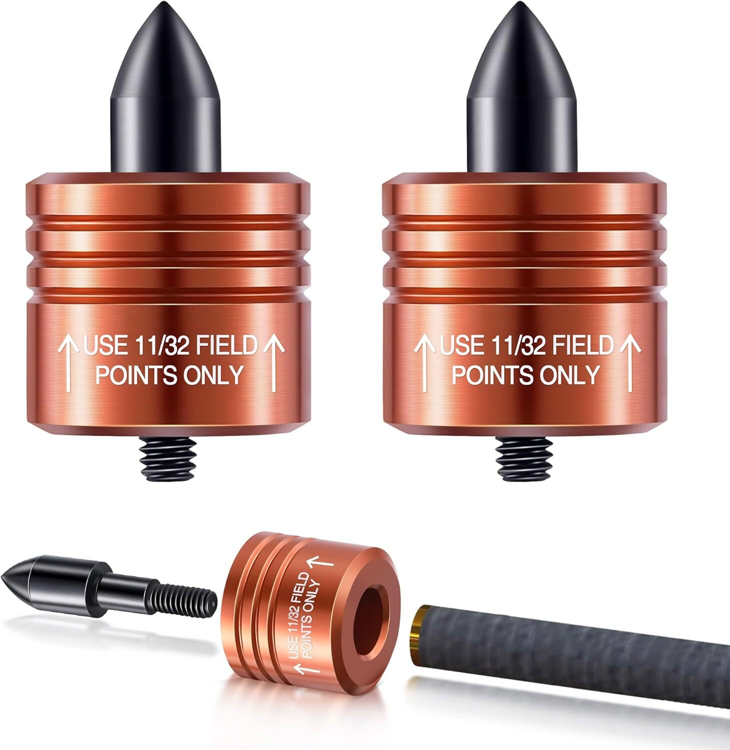 Feekoon 2 Pack Crossbow Bolt Decocking Head, Point Orange