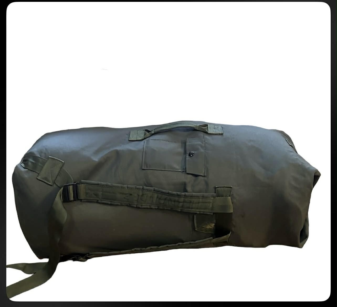 Olive Drab Military Surplus Duffel Bag with Shoulder Straps, Militaria Theme