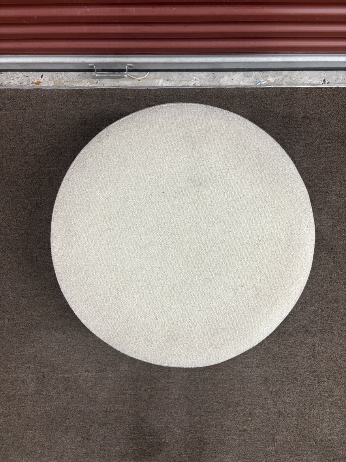 Wilmington Round Ottoman Cream Bouclé 30” Upholstered Accent Stool