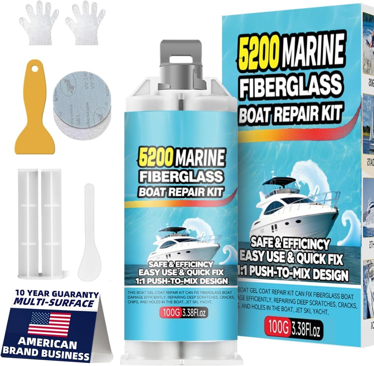 5200 Marine Fiberglass Repair Kit,Epoxy Resin Filler, for Gaps, and deep Cracks