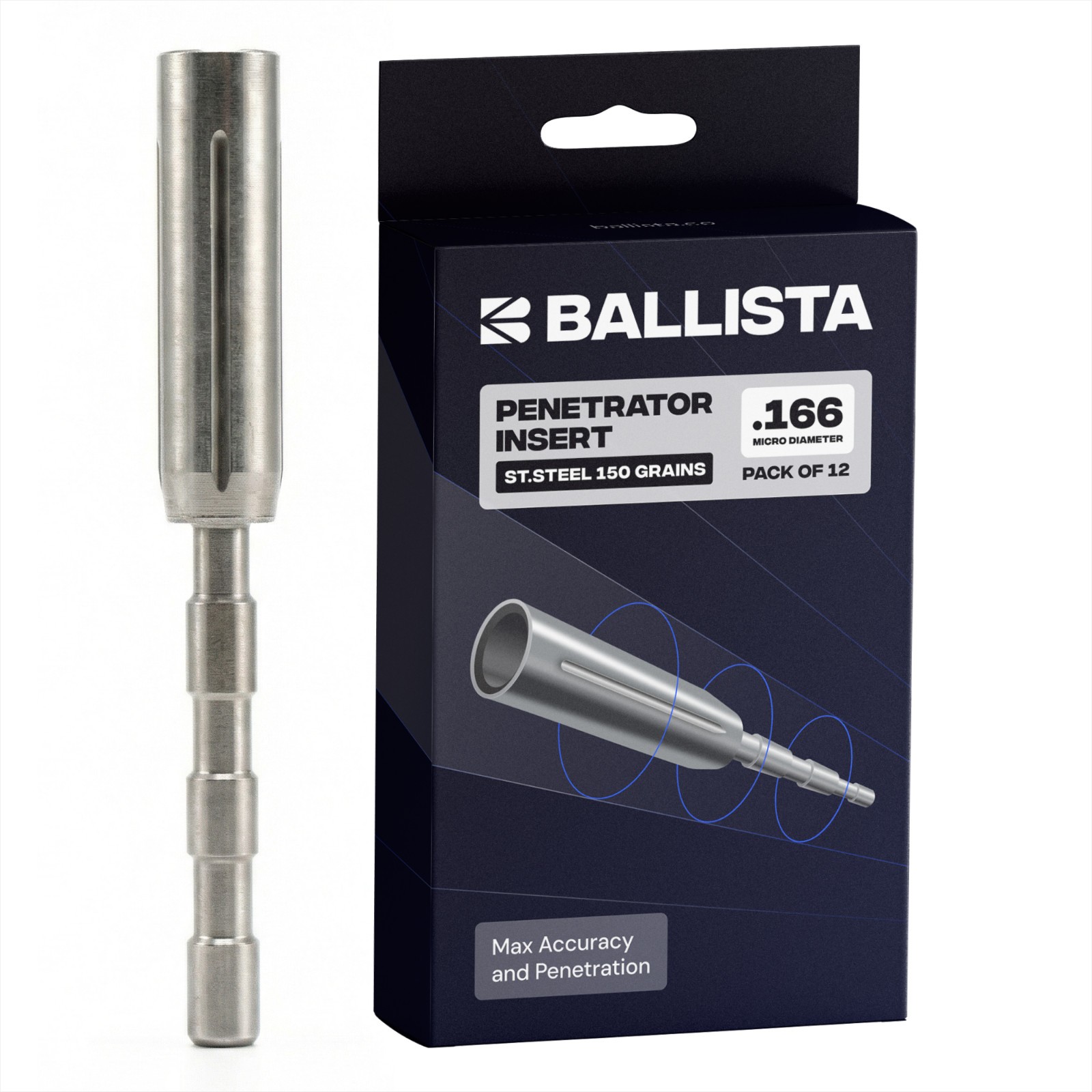 BALLISTA Penetrator Insert Adapter, 4.2mm ID, 8-32, 150 Grain, 12 Pack