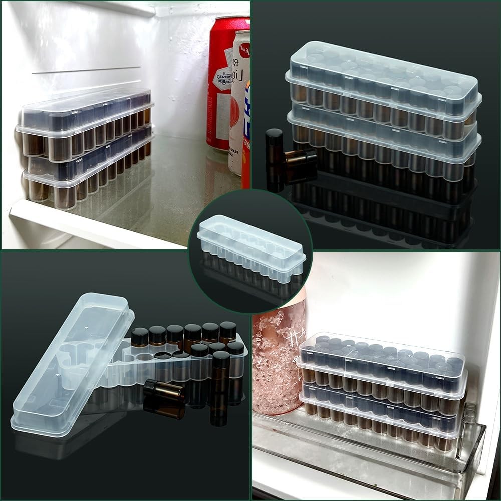 Space-Saving 24-Slot Vial Holder for Fridge – Stackable Peptide &