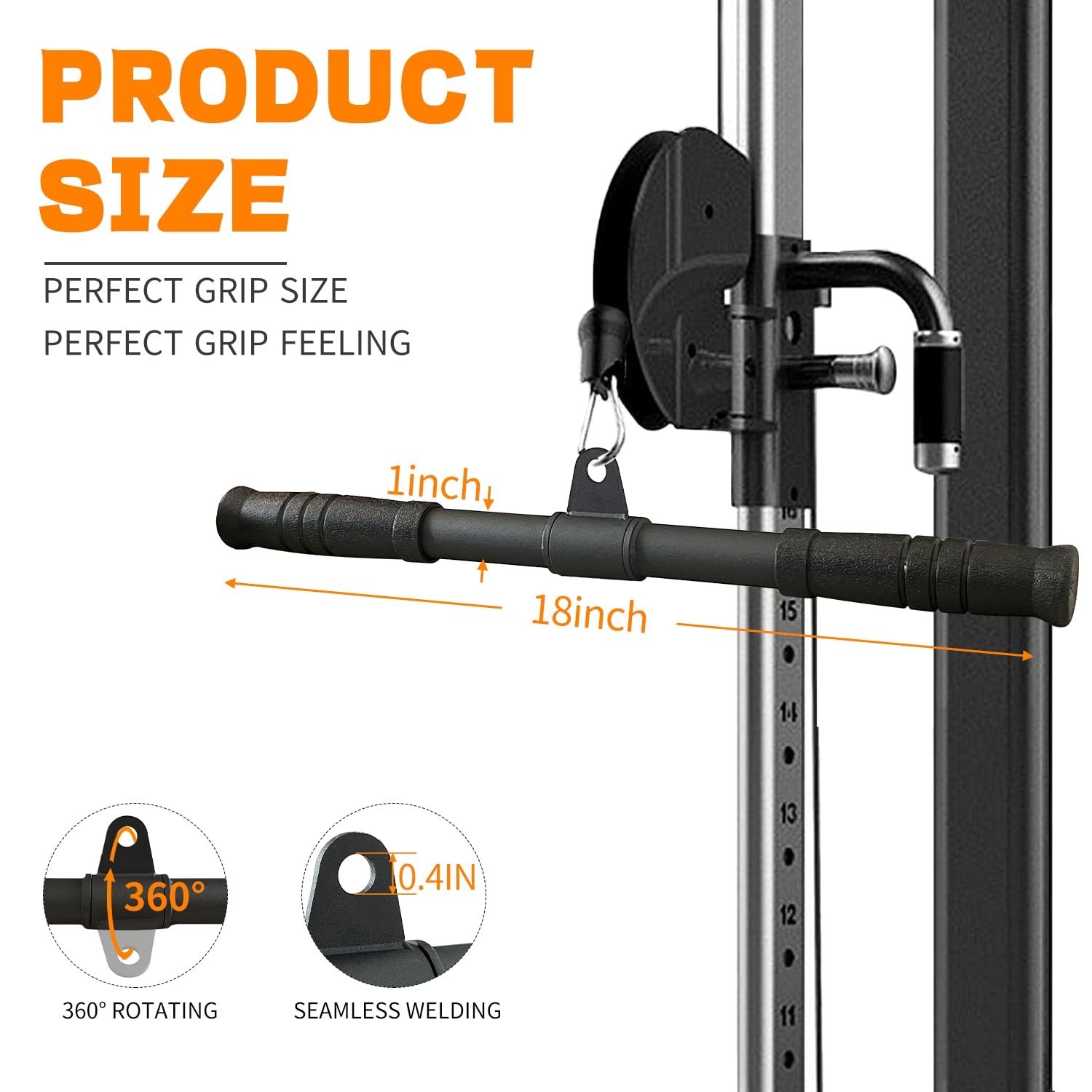 Berufexp Straight Bar, Pull Down Bar 360 Rotating, Lat Pulldown Black
