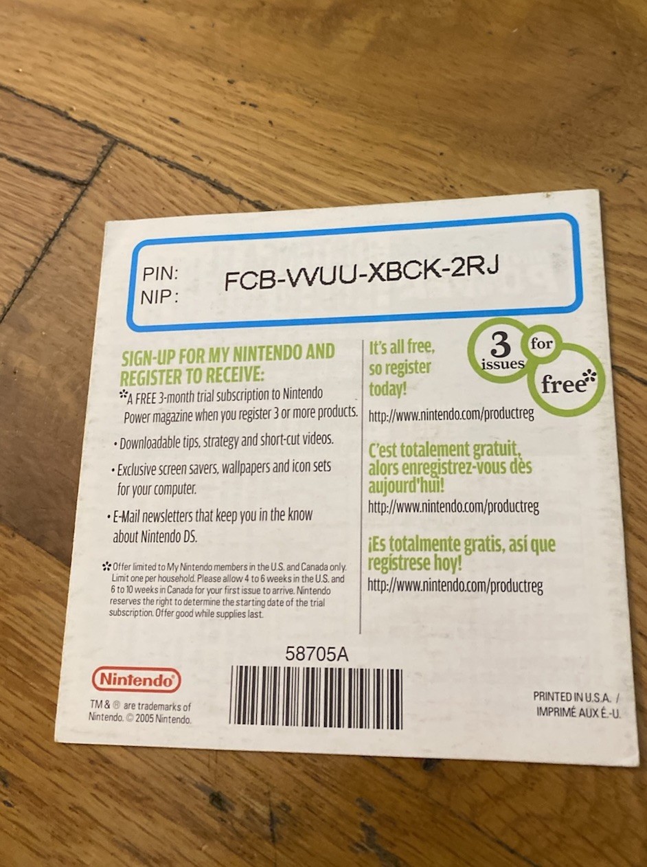 Mario Kart Subscribe To Nintendo Power Insert Only Ds