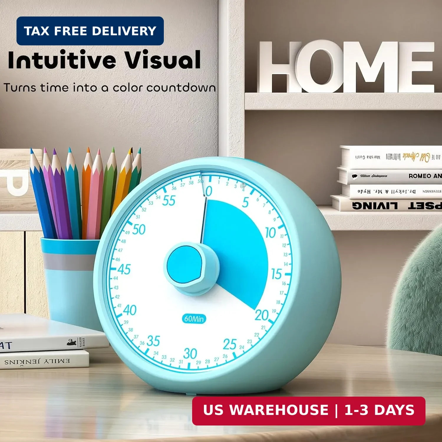 Visual Timer for Kids 60-Minute Countdown Timer with Optional Alarm, Focus Tool