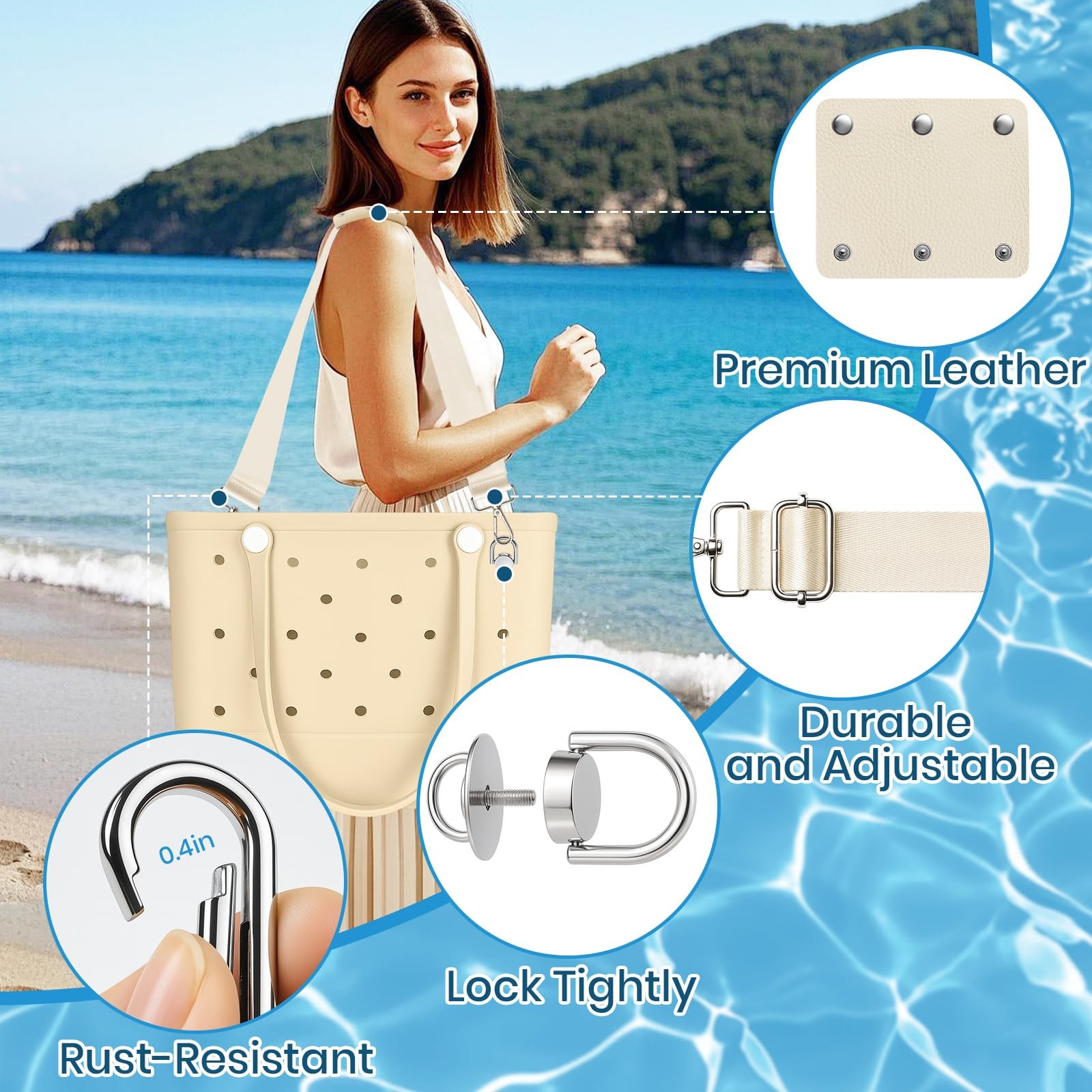 Strap Wrap for Bogg Bag Accessories, Adjustable and Kit, Set A