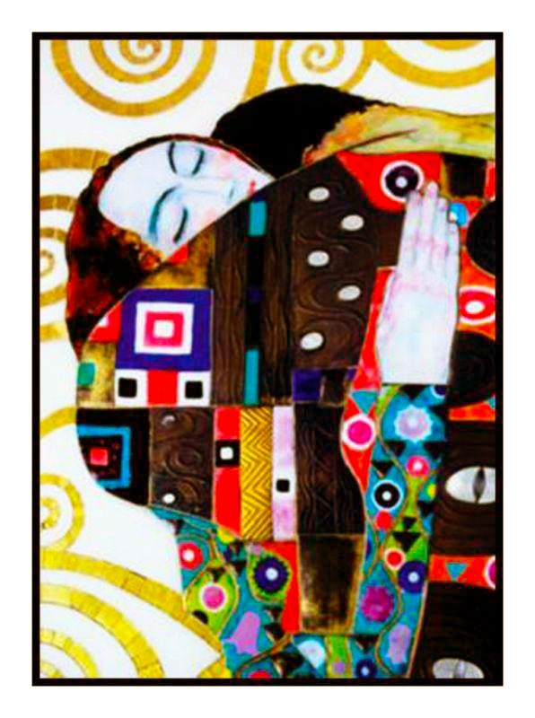 Art Nouveau Gustav Klimt Lovers Detail Counted Cross Stitch Chart Pattern