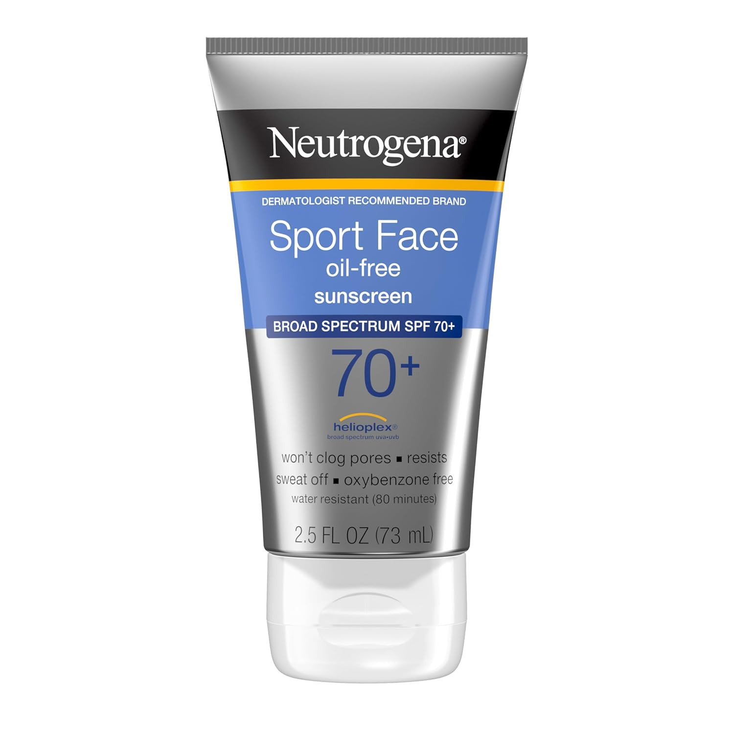 Neutrogena Sport Face Sunscreen SPF 70+, Oil-Free, 2.5 Fl Oz, Sweat & Water-Resi