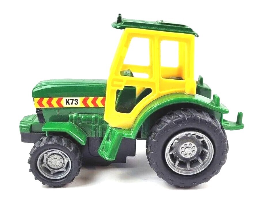 Vintage Friction Toy Tractor K73 Green And Yellow Plastic