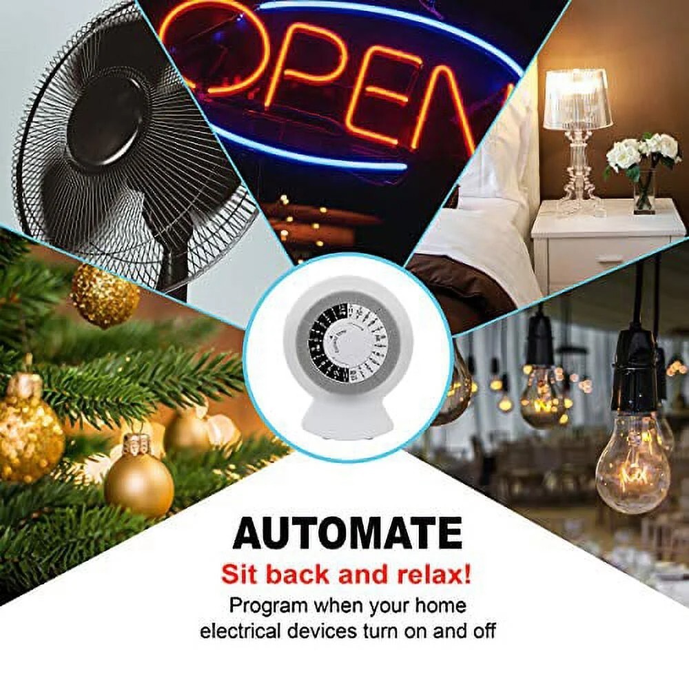 Clear Power Indoor Timer (Dual Pack) 1 Polarized Outlet 24 Hour Mechanical Timer