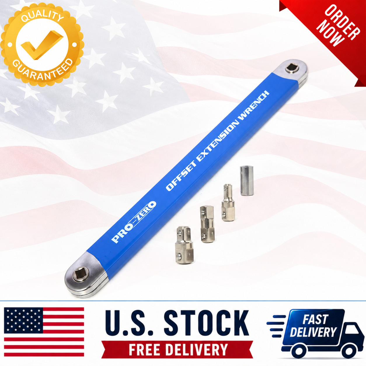 Impact Ready Offset Extension Wrench, Tight Reach Wrench Set, Blue
