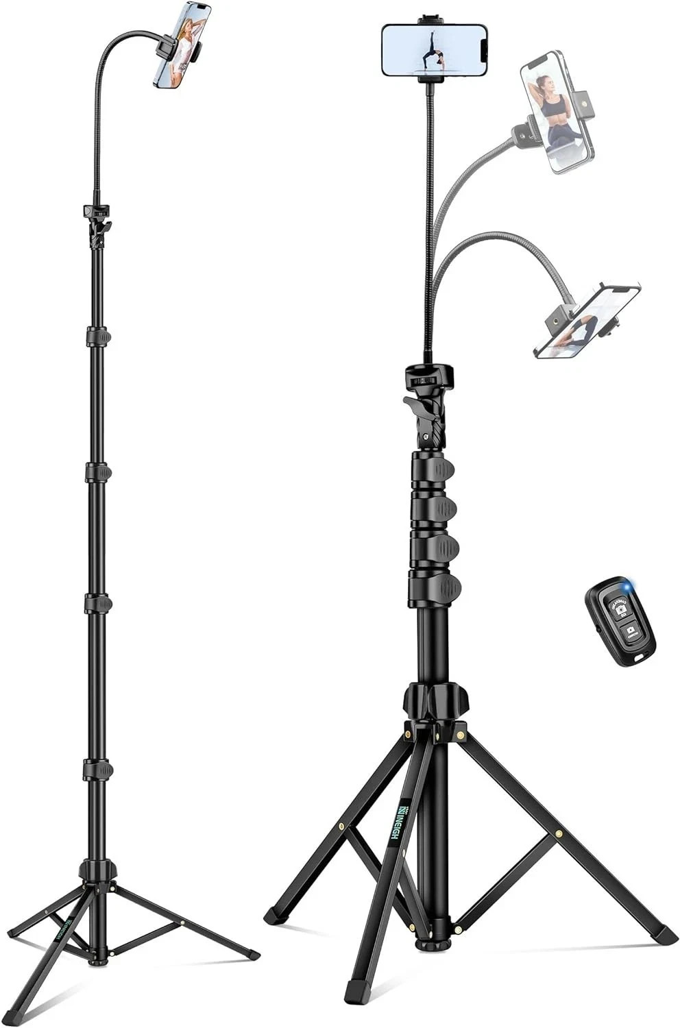 Phone Tripod, 86" Tall Tripod for iPhone with Flexible Gooseneck 86 inch Black