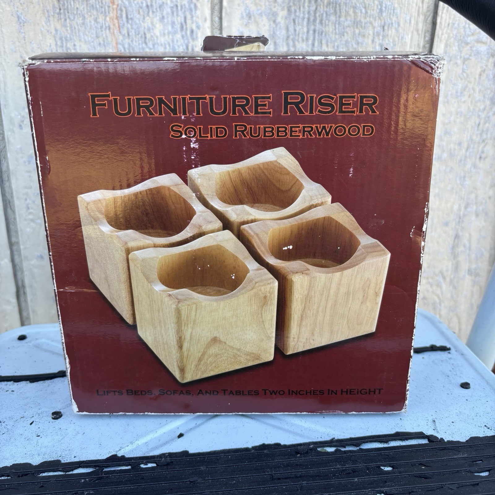 Furniture Riser Solid Rubberwood 4 Count  Lifts 2” Beds Sofas Tables