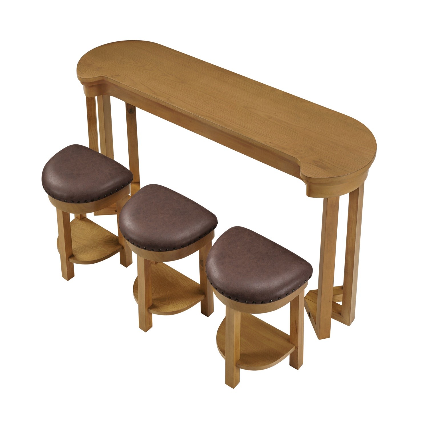 4 Piece Kitc/hen Counter Height Bar Table Set with 3 PU Padded Solid Wood Stool
