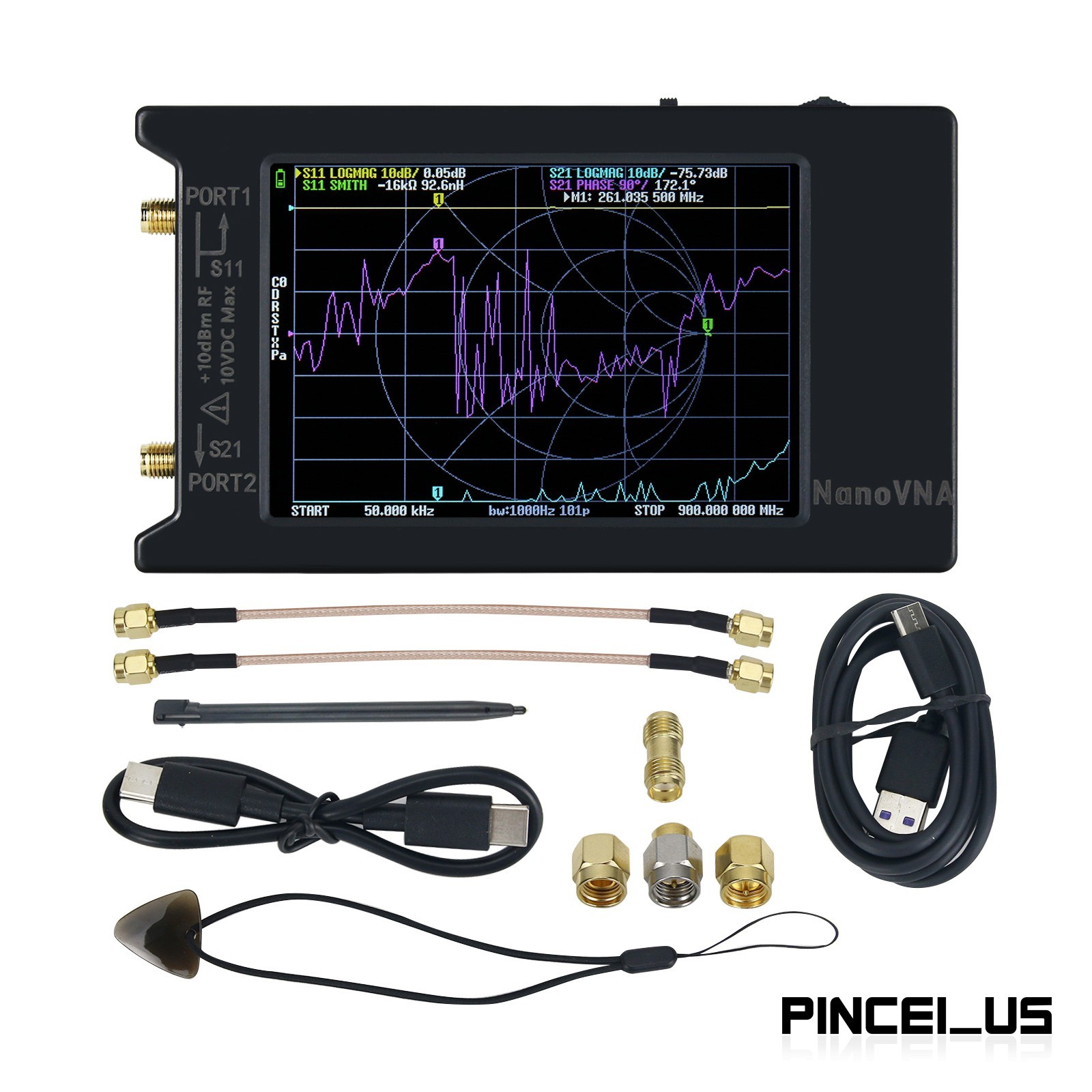 4" LCD Display 50KHz-1.5GHz Vector Network Analyzer NanoVNA Vector Analyzer pc66
