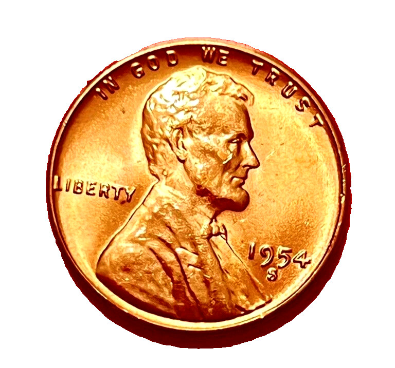 1954 S GEM BRIGHT RED HIGH GRADE  UNCIRCULATED  LINCOLN CENT (1 COIN)