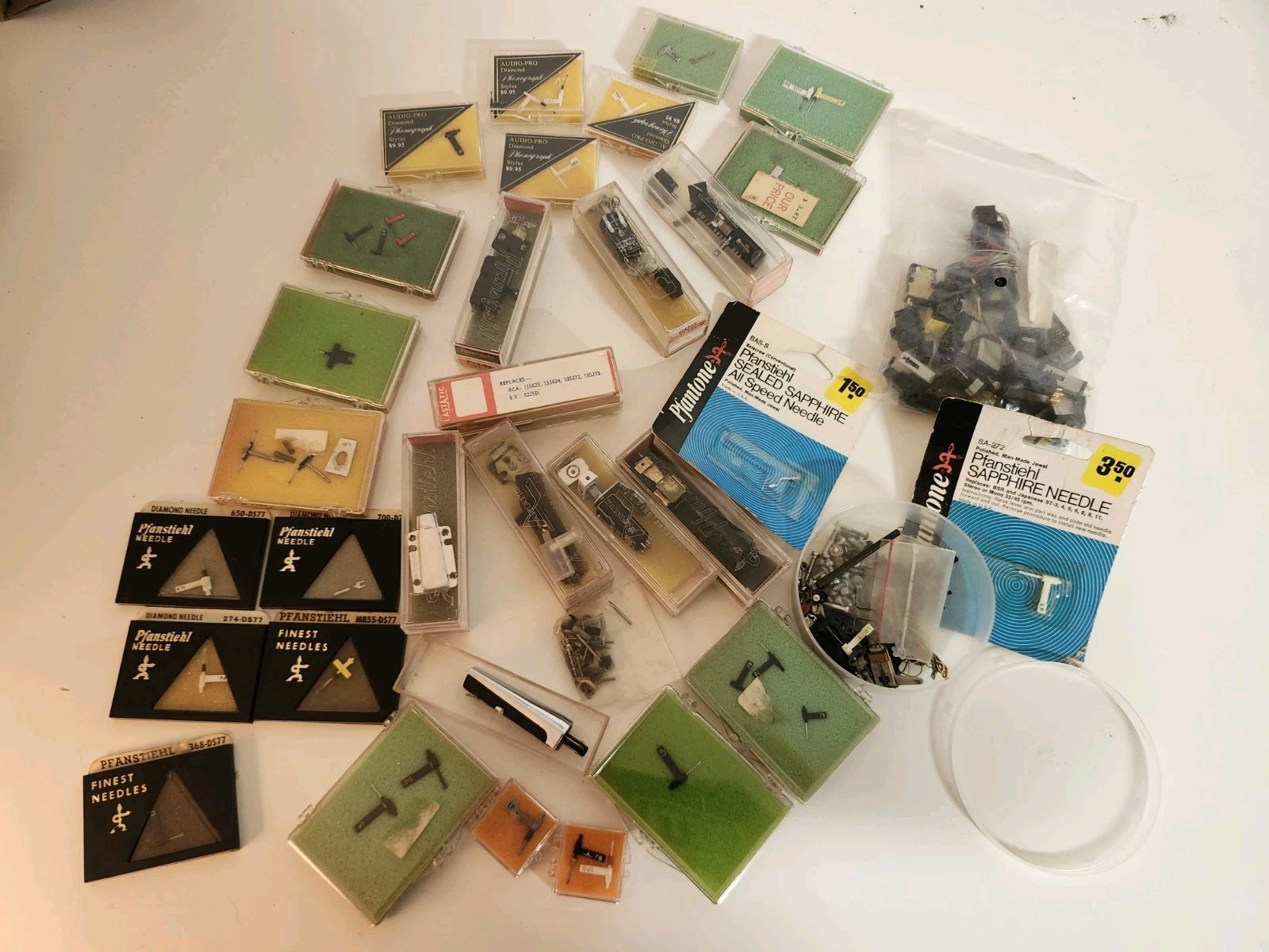 Lot Diamond Needles & Cartridges New Old Stock Phanstiehl, Audio Pro, & More