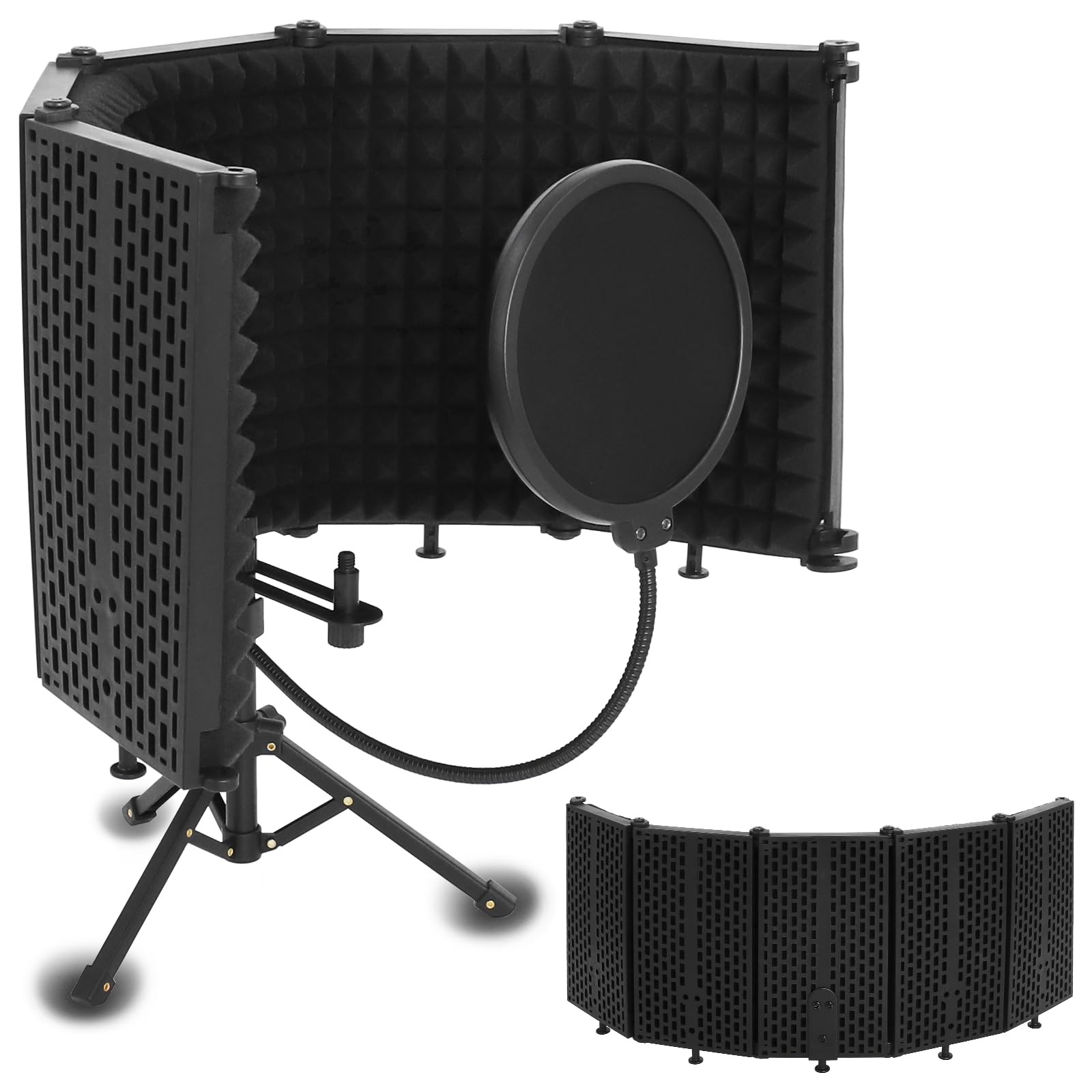 Microphone Isolation Shield, 5-Fold Adjustable Portable Reflection Filter wit...
