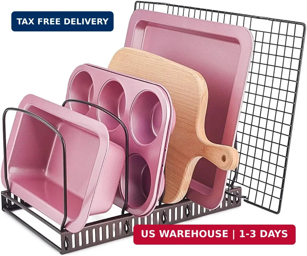 10+ Bakeware Organizer Rack for Kitchen Bakeware, Cookware, Dinnerware