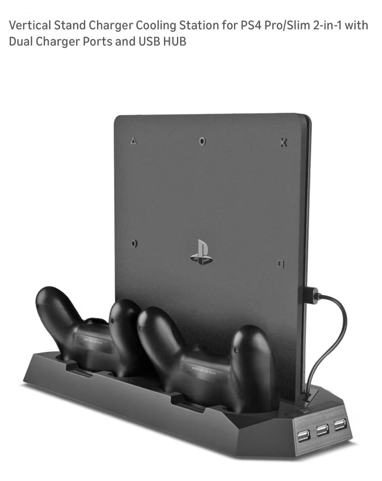 Vertical Stand Charger Cooling Station for PS4,  2-in-1 with Dual Charger